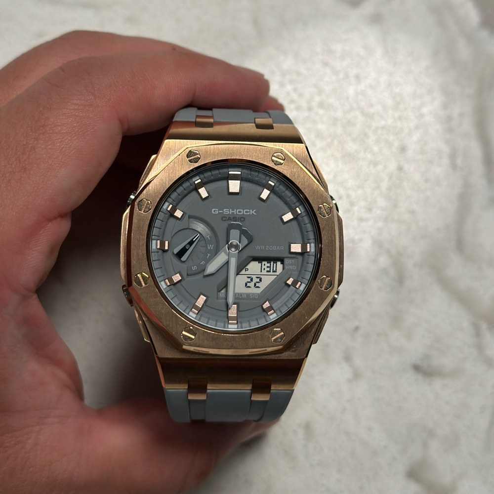G-Shock Rose Gold and Gray Analog-Digital Watch